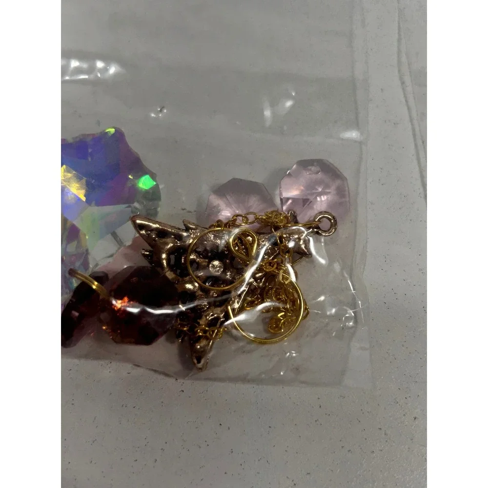 H&D Hyaline & Dora Crystal Christmas Tree Ornament Set of 2  + 4pc LED Lights